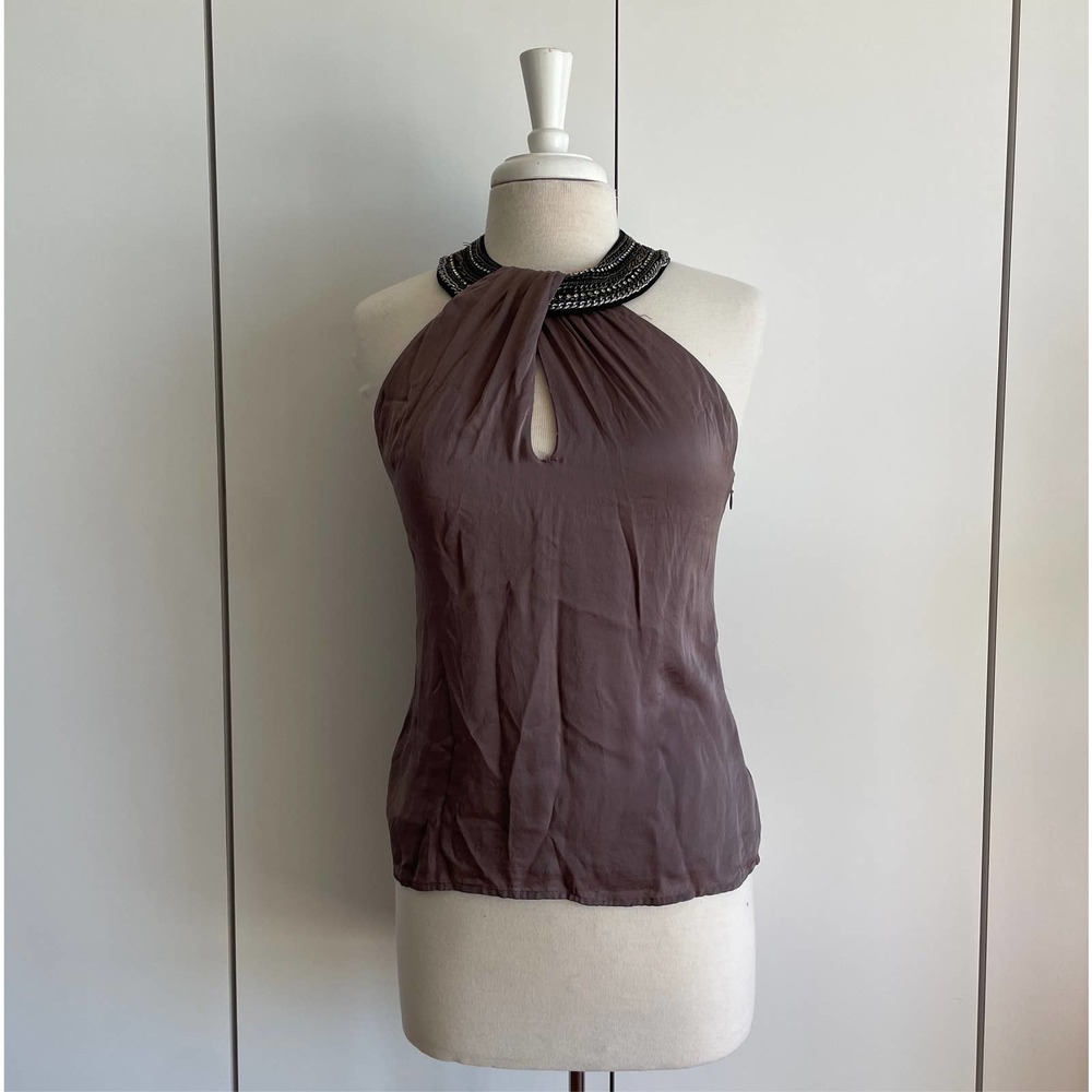 Bebe chain accented halter top